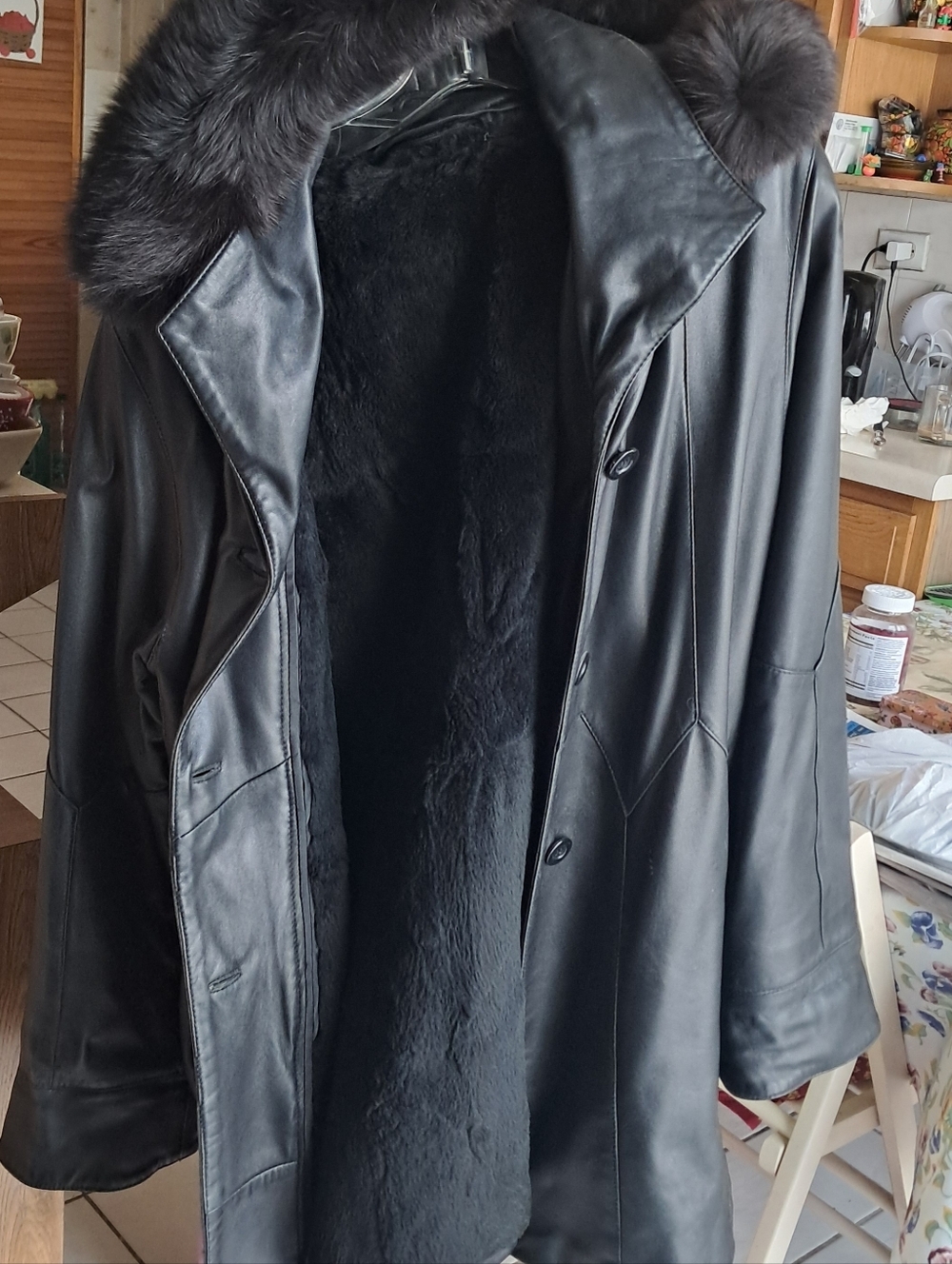 Vtg Women's Leather Fox Fur Coat Women's Medium M Black Luxury Classic Mobwife